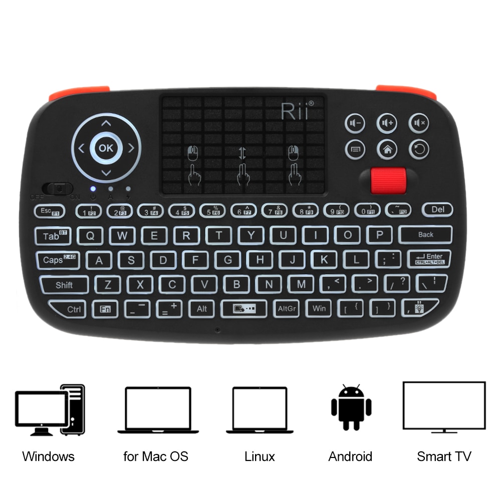 Rii i4 Mini Bluetooth Keyboard 2.4GHz Dual Modes Handheld Fingerboard Backlit Mouse Touchpad Remote Control for Windows Android