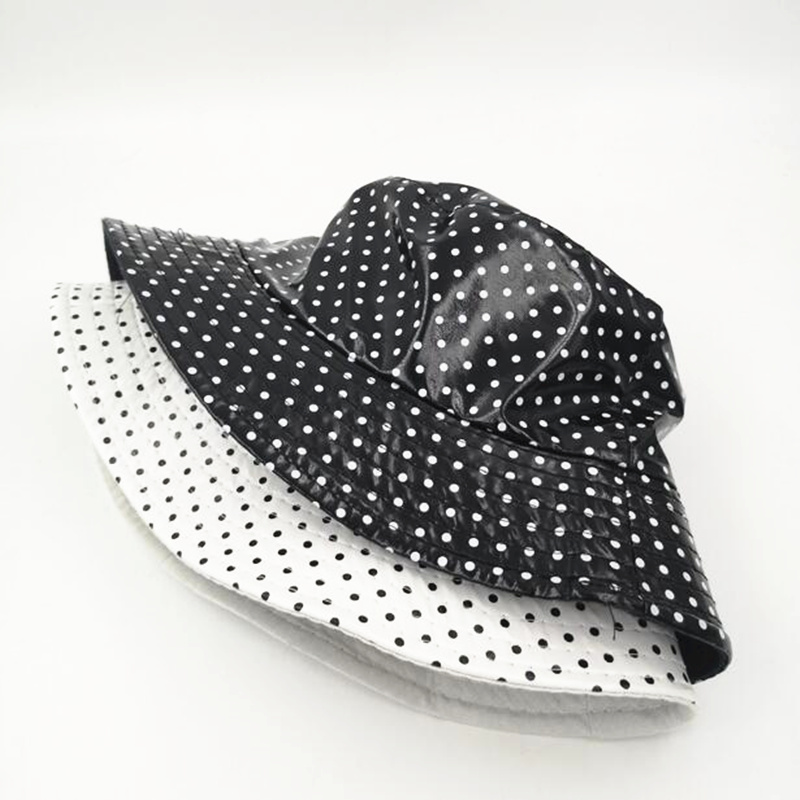 Reversible Waterproof Bucket Hat For Women Rain hat Fishing Dot Caps Hat Two Side Cap Female H3