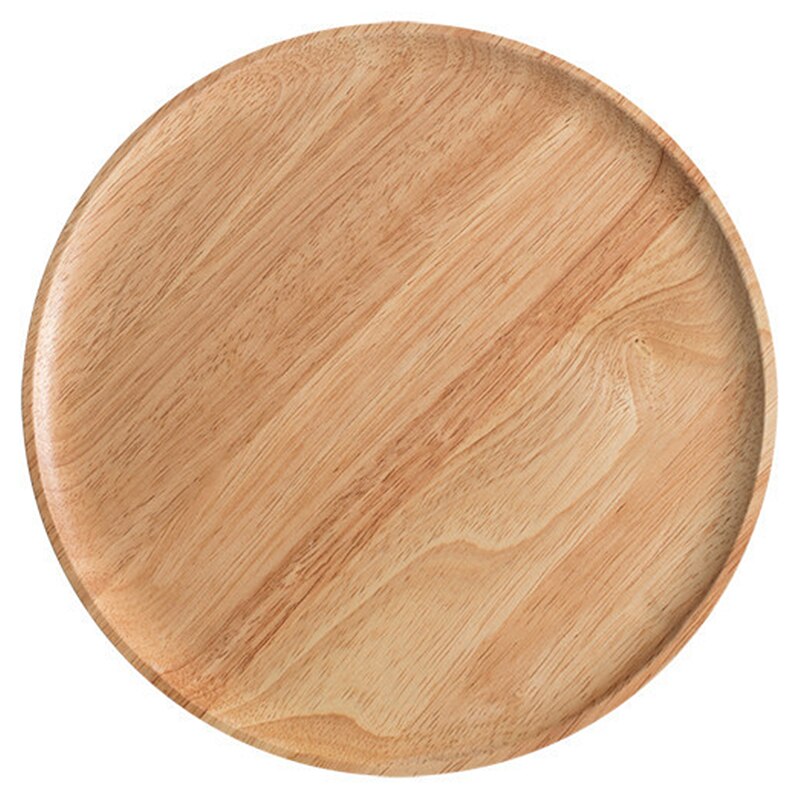 Napperon en bois causeuse en bois plaque de casserole en bois plats de fruits soucoupe plateau à thé Dessert assiette à dîner forme ronde vaisselle: 25.5cm A