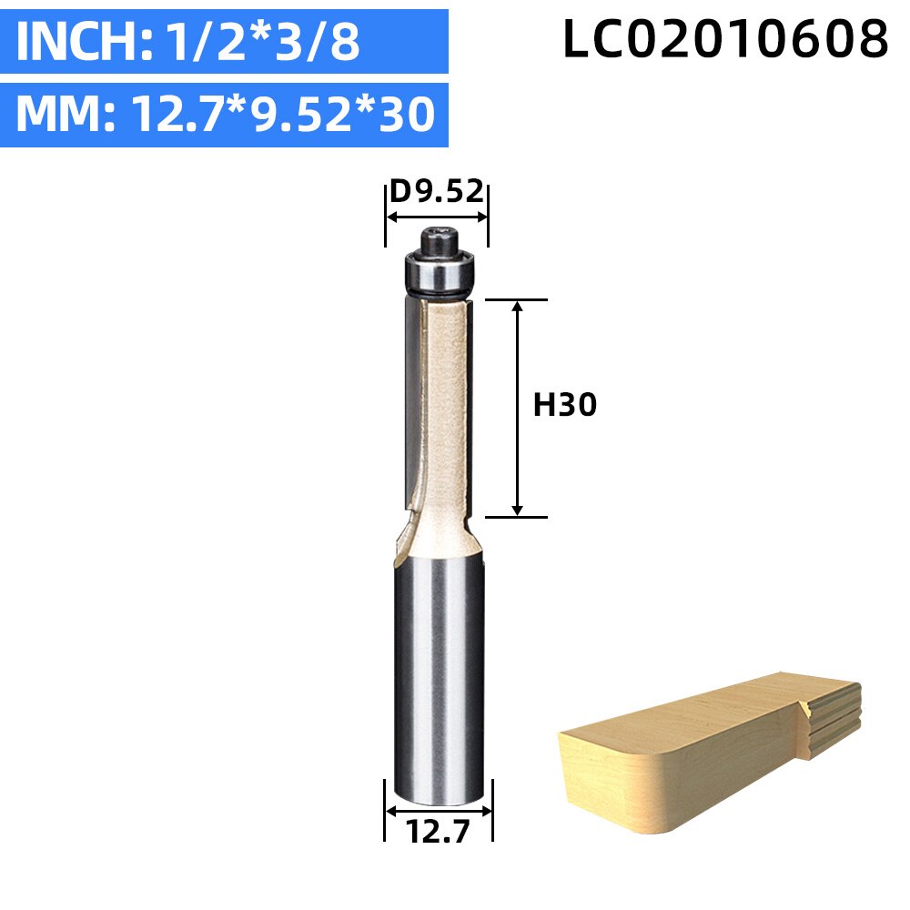 LIDIAO 1pc 1/2 ''1/4'' Schacht Langdurig trimmen beetje met lager Houtbewerking router bit 2 fluit straight bit frees