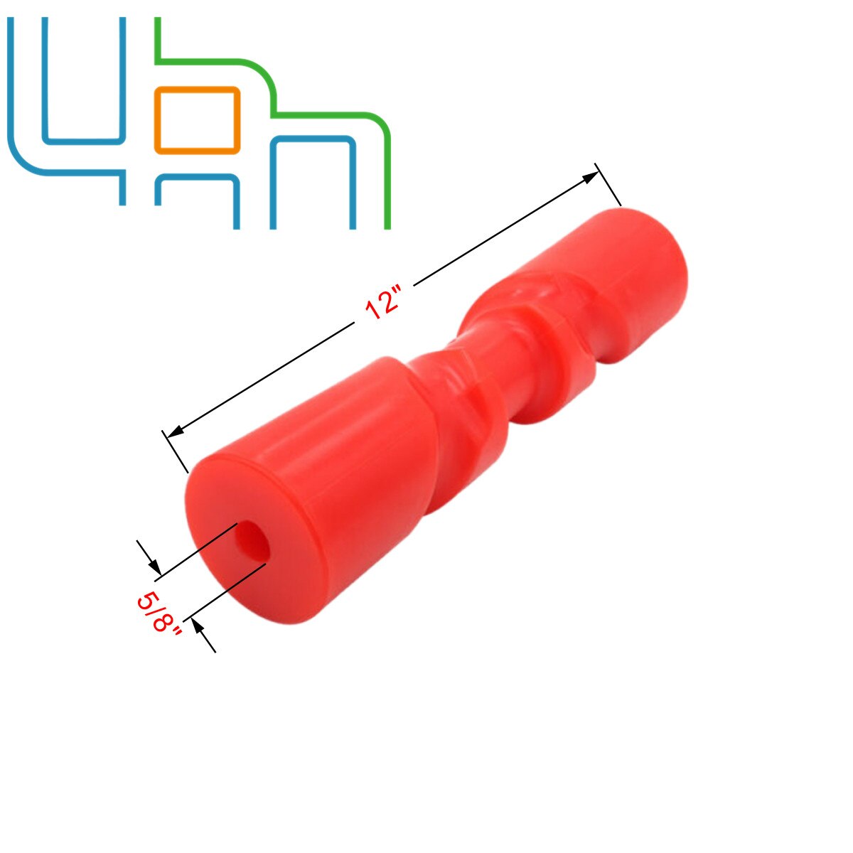 rodillo de remolque de barco autocentrante rojo de 12 pulgadas, orificio de 5/8 ", poliuretano