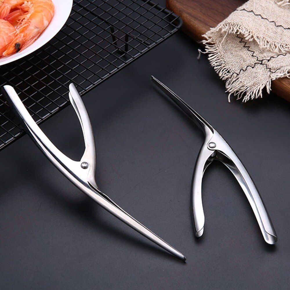 Portable Stainless Steel Prawn Peeler Shrimp Deveiner Peel Device Ergonomic Handle Kitchen Seafood Tools