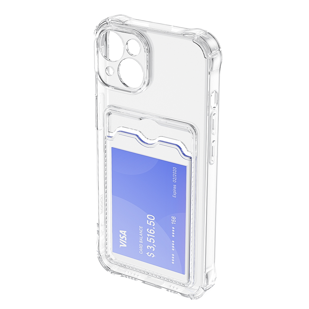 Toocki Transparante Telefoonhoesje Duidelijke Telefoontas Voor iPhone 15 14 13 12 Pro Max Plus Siliconen TPU Zachte Schokbestendige Achterkant Portemonnee Cover: Heldere Roze
