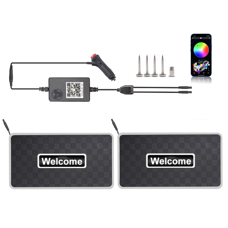 Luces ambientales interiores universales 2/4 en 1 para coche, 12V, 5V, aplicación sinfónica, 213 colores, alfombrillas Led para suelo de coche, accesorios de decoración de luz: 8000 K blanco azul