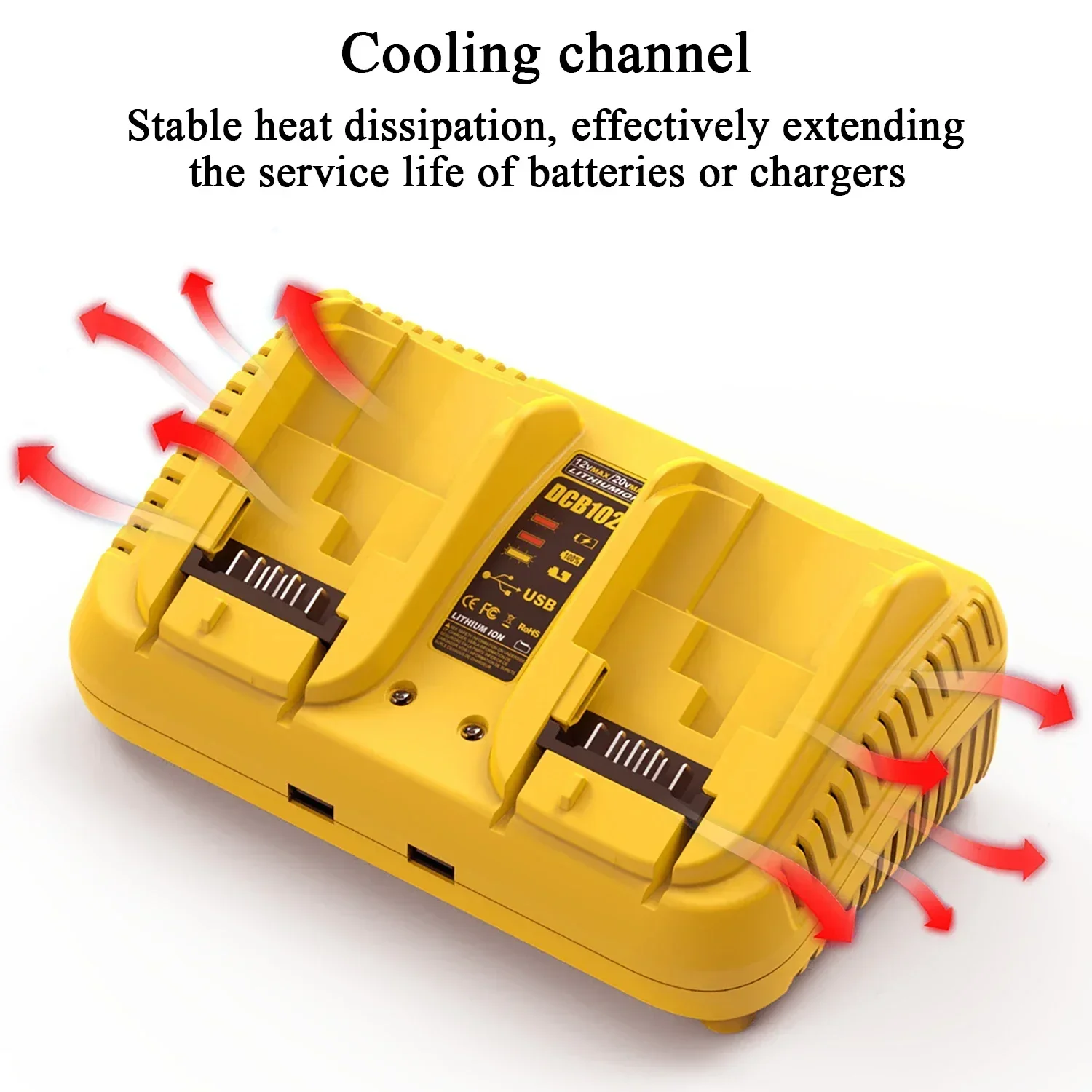 Dcb102 Dubbele Oplader Voor Dewalt 10.8V 12V 14.4V 20V Lithium-Ion Batterij Dcb203 Dcb204 Dcb205 Dcb118 Dcb105 Dcb107 Dcb112 Dcb115