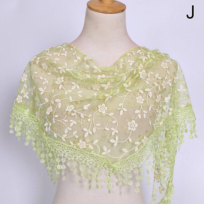 Vrouwen Bloemen Sjaal Wrap Lace Sheer Kwastje Sjaal Mode Hollow Tassel Lace Rose Bloemen Knit Driehoek Mantilla Sjaals: J