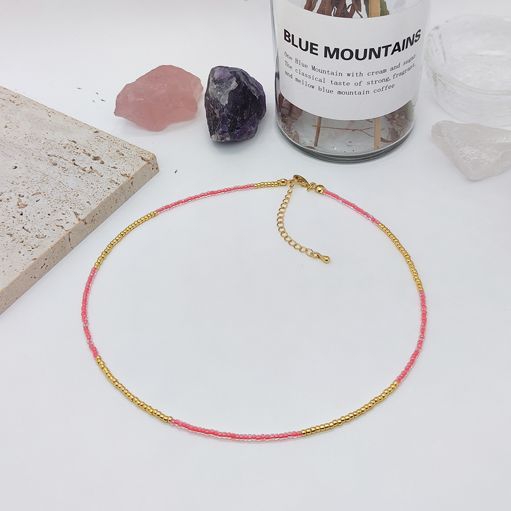 KKBEAD-Collar de cuentas de semillas Miyuki para mujer, Gargantilla fina y delicada, Simple,: Color acero