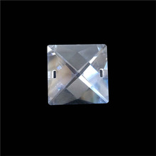15 stks/partij 30mm Crystal Glas Vierkante Kralen Met Ovale Gaten