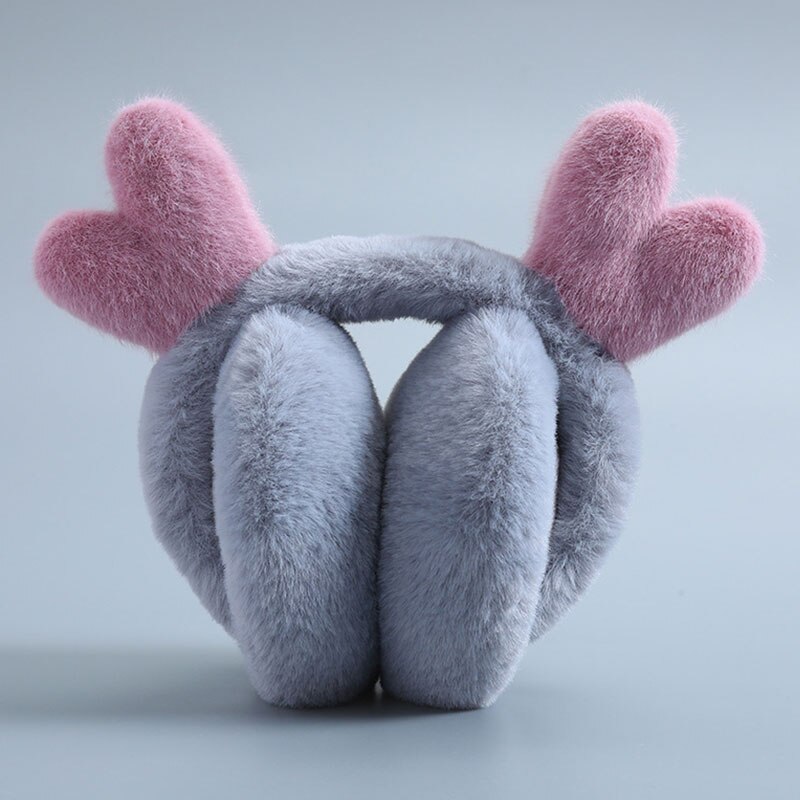 Cuffie pieghevoli morbide per ragazza dolce cuffie per donna tinta unita protezione per il freddo tutto'aperto cuffie antivento copri orecchie carino: grigio