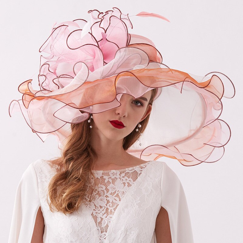 Sombreros de boda a la Para Novias sombreros de noche elegantes para Mujer Accesorios formales para el cabello de boda 9 colores para novia: Rosa