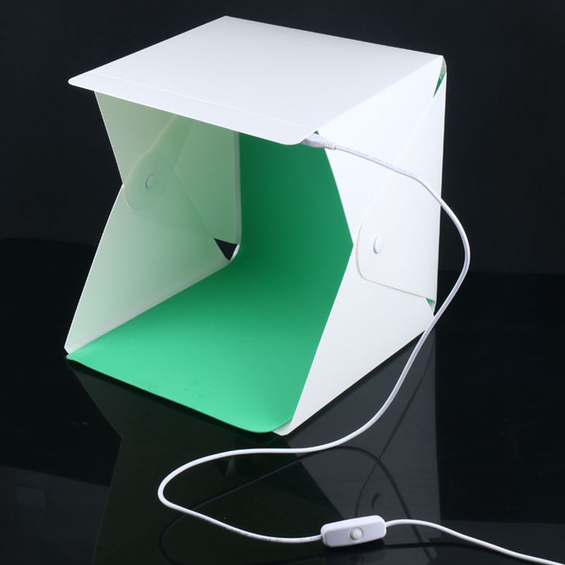 Mini Vouwen Desktop Stutio LED Licht Softbox Draagbare Fotografie Soft box 4 kleur Achtergrond 23 cm Knop Upgrade soft box