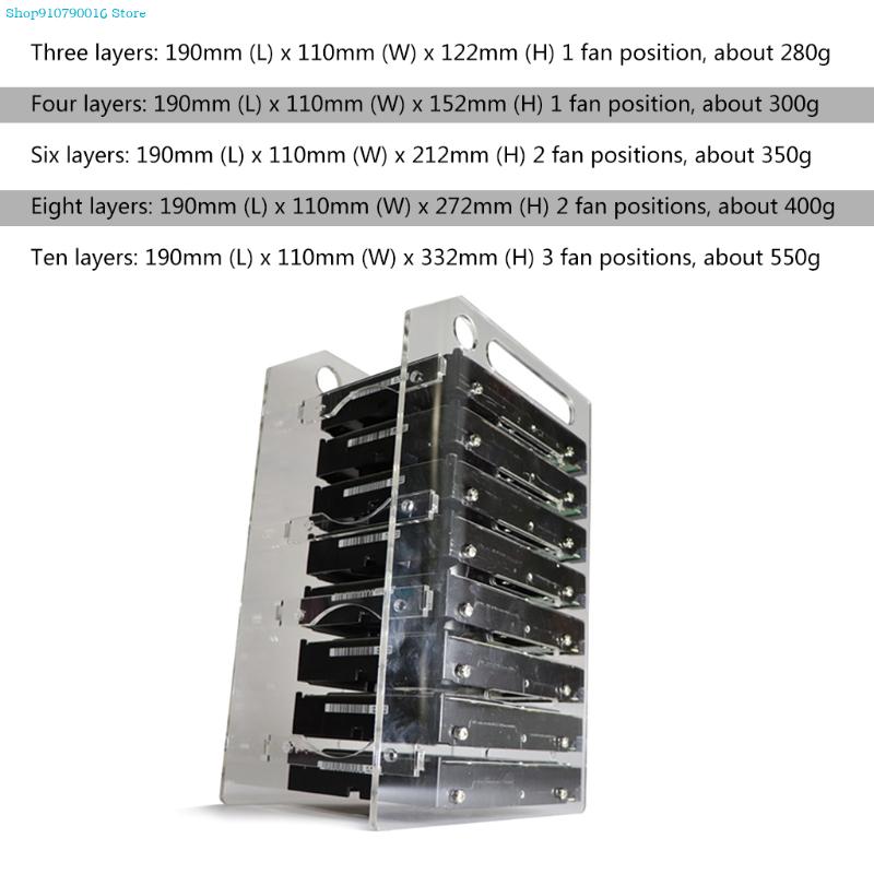 3.5 In DIY Acrylic Hard Disk Bracket Bay Desktop Computer External Hard Drive Shelf Rack HDD Storage Box Organizer Case