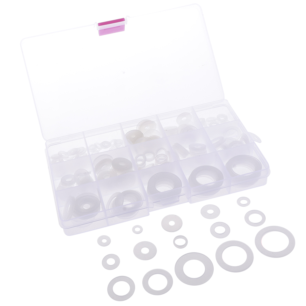 250 stk hvid nylon o ring skivetætninger pakning sortiment kit til bilbåd