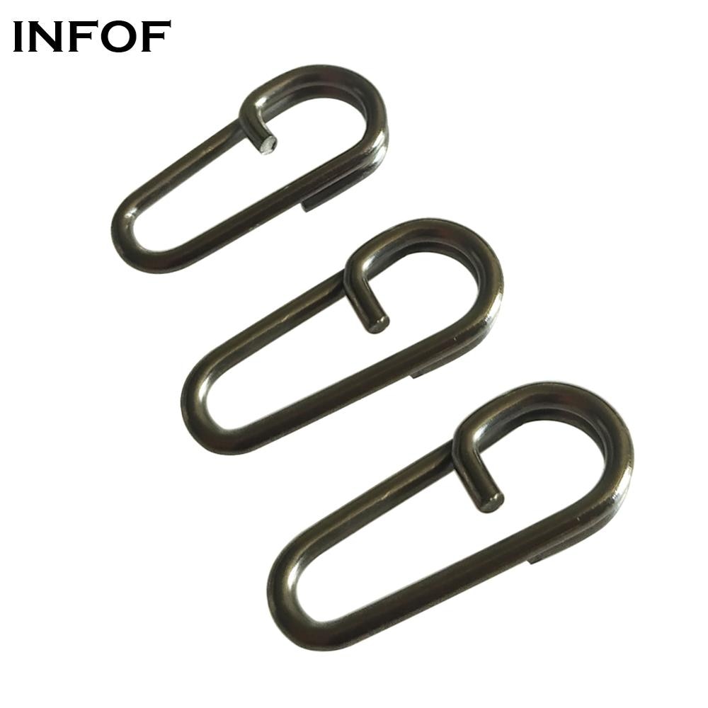 Hameçon de pêche pivotant en acier inoxydable, crochet pivotant, tête coudée ovale, anneaux fendus, connecteur de pêche à la carpe, 50pcs