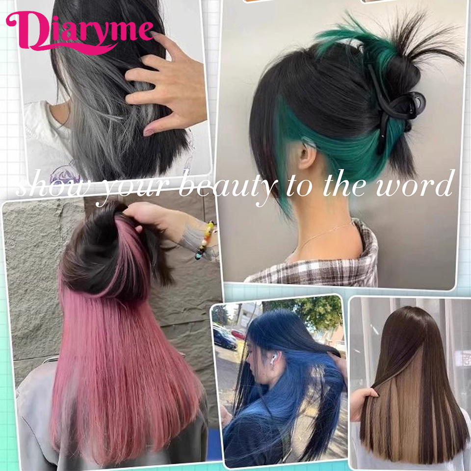 4 clipes longo em linha reta clipe sintético em extensões de cabelo destaque colorido pedaço de cabelo clip-on peruca de cabelo pendurado tintura de orelha