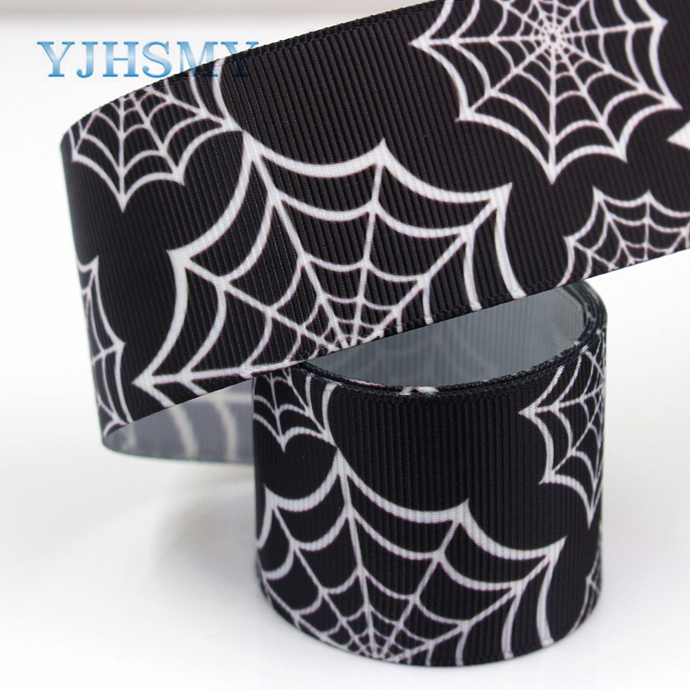 Yjhsmy g -18801-756,38 mm 5 yards halloween trykte grosgrain bånd, diy håndlavet hår tilbehør materiale bryllup wrap