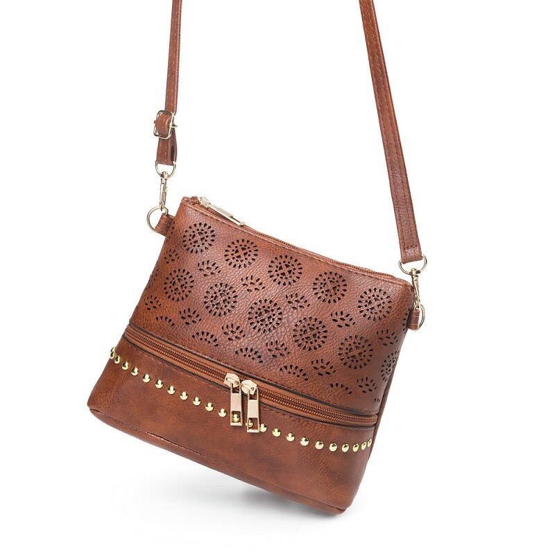 Hollow Out Vrouwen Tas Handtas Vintage Messenger Schoudertas Pu Lederen Crossbody Tassen Voor Vrouwen Bolsa Feminina