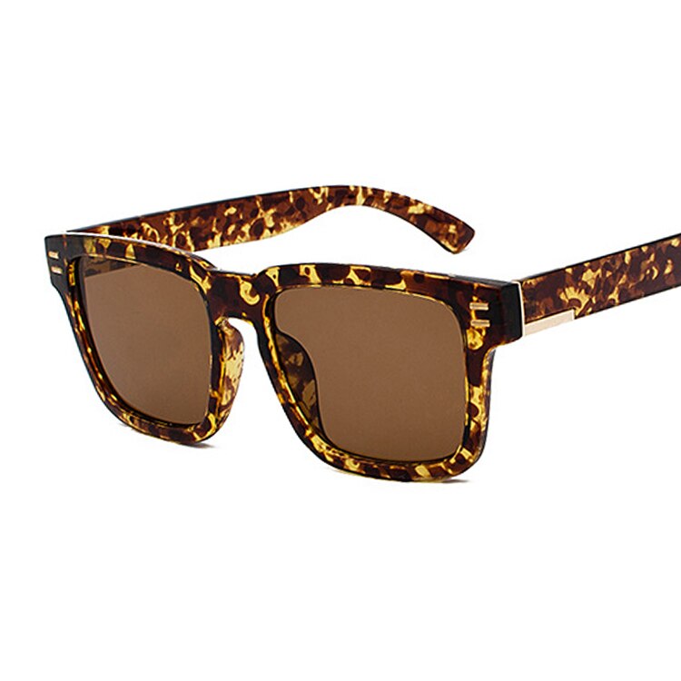 Platt topp oversize fyrkantiga solglasögon dam retro gradient solglasögon leopard stor båge vintage glasögon  uv400: Leopard