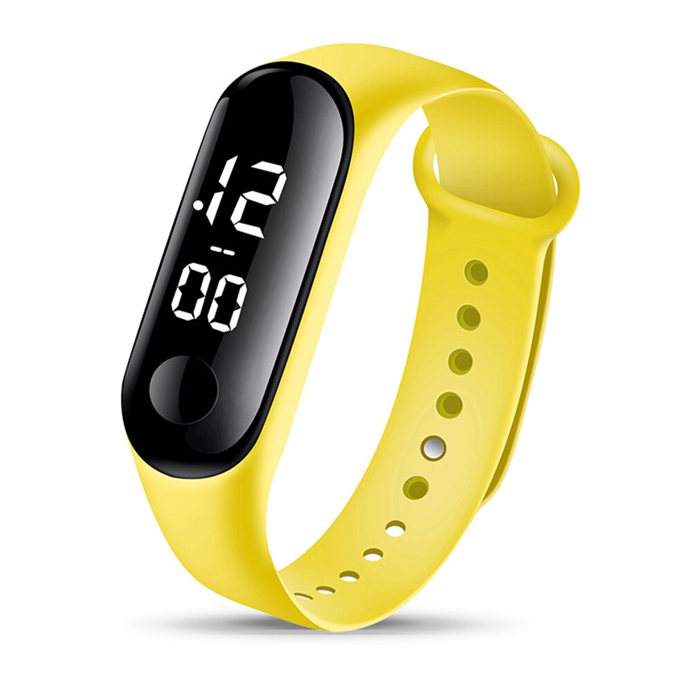 Montre numérique de luxe en Silicone, écran tactile, lumière blanche, étanche 50M, pour hommes et femmes, avec cadran haute définition, personnelle, LED: Yellow