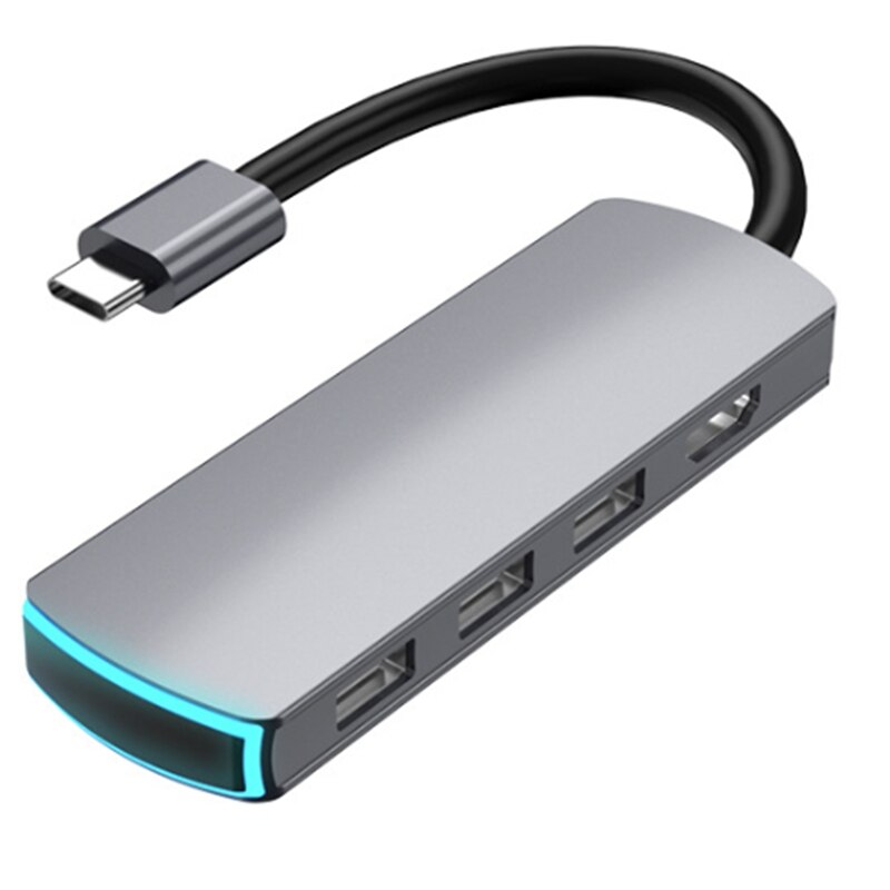 6 In 1 Usb C Hub Usb Multi Hdmi Usb 3.0 Kaarder Reader Adapter Usb Splitter Voor Mac Boek pro Air Usb Dock Type C Hub (Grijs)