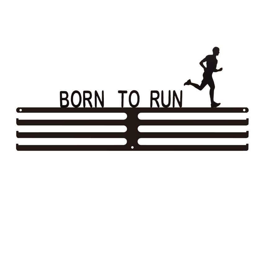 BORN TO RUN Running Black Sports Marathon Display Medal Hanger: 33cm Three Rack