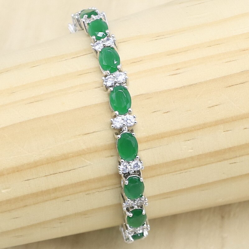 Pulsera de Color plata para mujer, 3 colores, verde, morado, circón 19cm, de joyería: Green