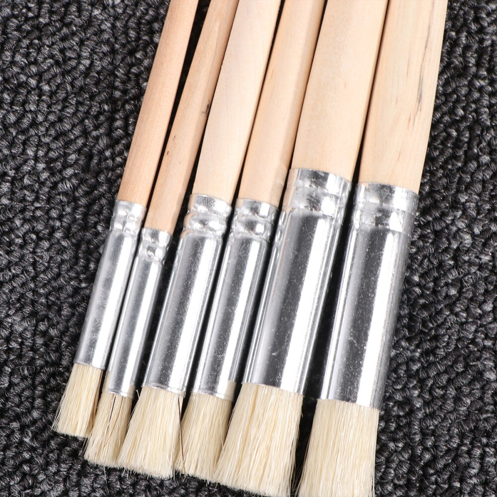 1 Set 6pcs Log Painting Brushes Bristle Art Brush Set Art Drawing Pen Oil Painting Brush for Beginners Artists (Wooden Lubriciou