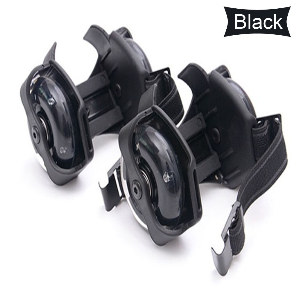 1 Pair flashing roller pulley shose adjustable small whirlwind roller skating shoes for children: black