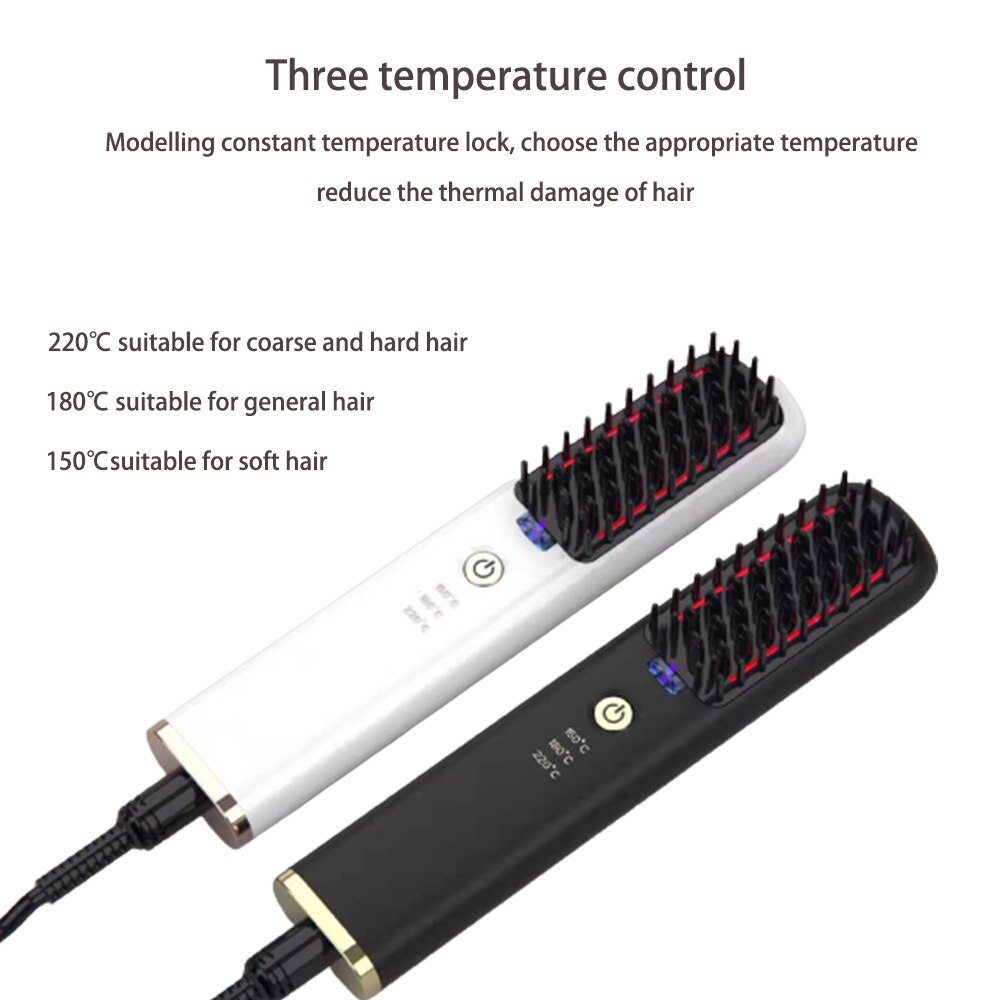 Alisador de pelo de iones negativos, peine de anión rojo ligero, calefacción rápida, cepillo de cabello para salón de belleza, peluquería