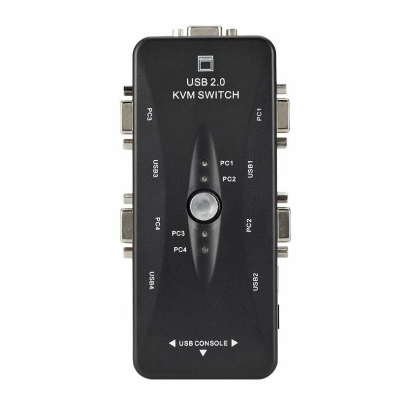 4 X1 Usb-poort Kvm Switch 4 In 1 Out Kvm Switcher Box 4 Port Vga Splitter Adapter 1920X1440 250Mhz Licht En