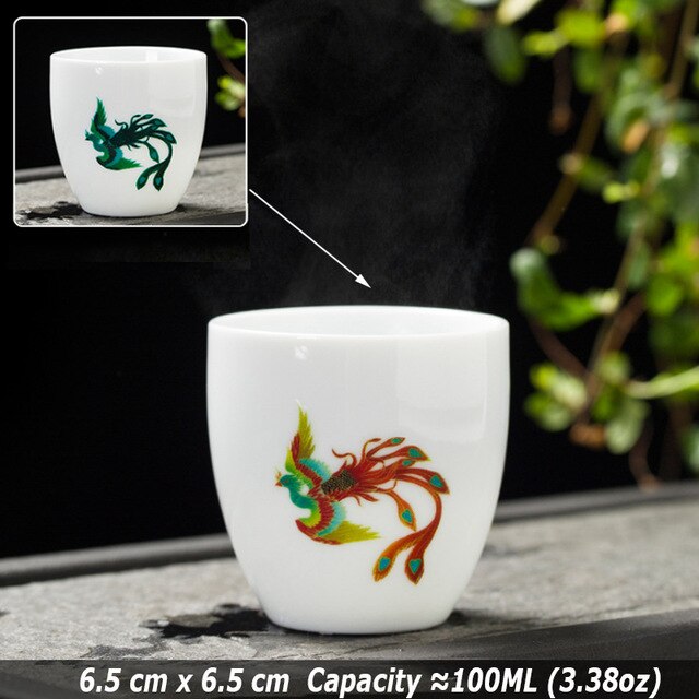 Japanese Magic Sakura Teacup Cold Temperature Discoloration Color Changing Tea Cup Flower Ceramic Kung Fu Tea Set: H