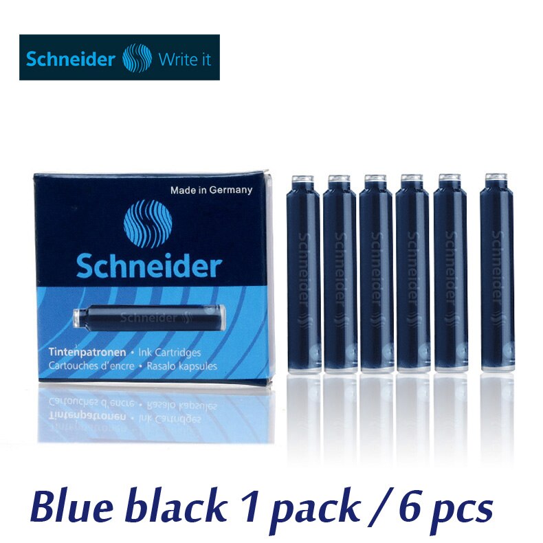 Japan's original Muji aluminum short pocket fountain pen gel pen ink: Schneider blue black