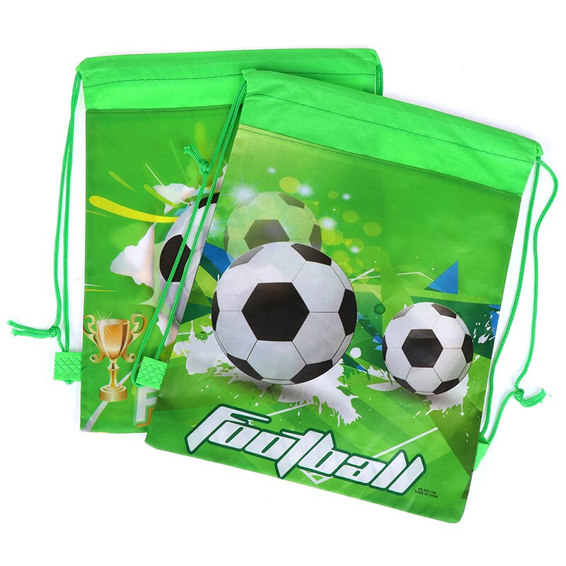2PCS Green Football Drawstring Bags Non-Woven Fabric Backpack School Backpacks Random Kids Boy Favors