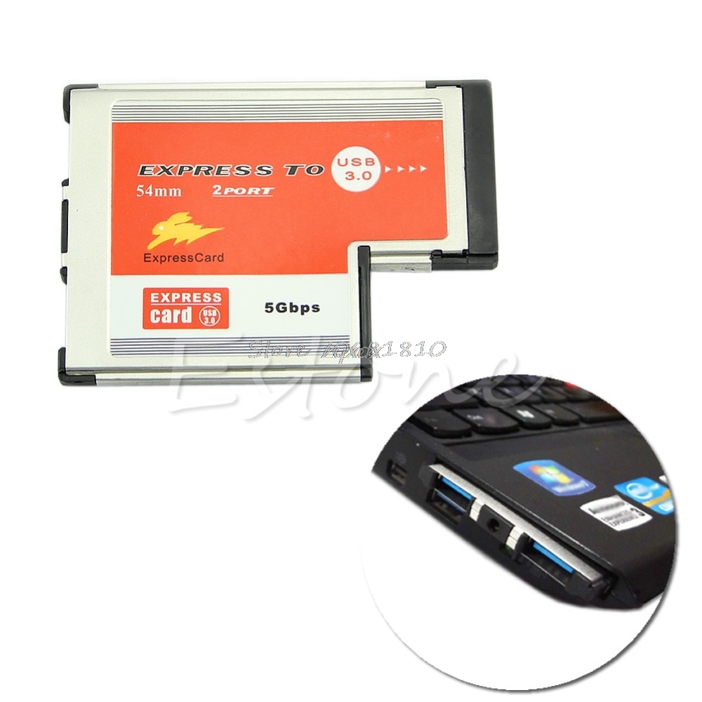 2 Dual Port USB 3.0 HUB Express Card ExpressCard 54mm Hidden Adapter For Laptop Whosale&amp