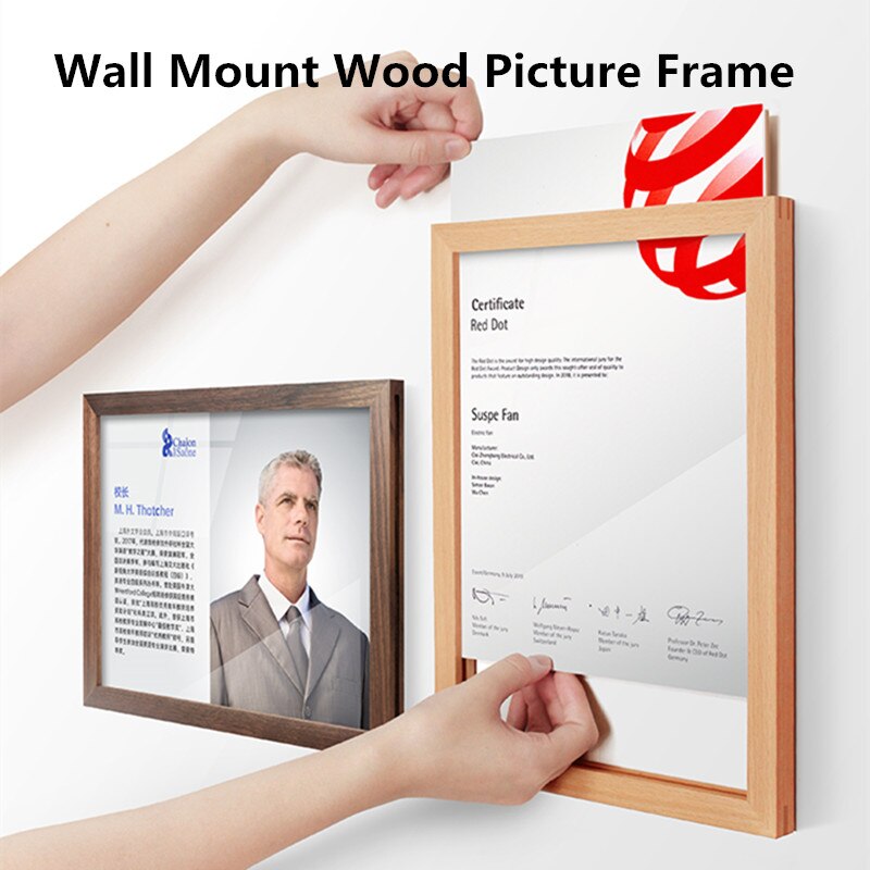 A4 Wood Wall Mount Literature Acrylic Menu Sign Holder Display Frame With Adhesive 11x8.5 Ad Poster Picture Frame