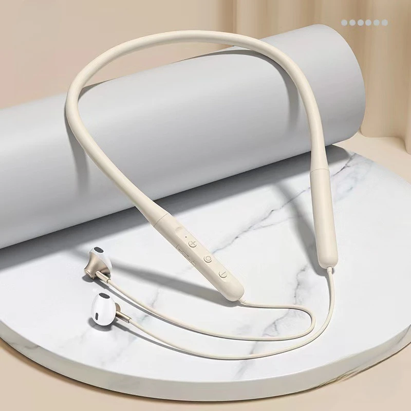 Neck-hung Bluetooth Headphones Wireless Earphones High Sound Noise Cancellation Ultra-Long Battery Life Sports Running E: Red
