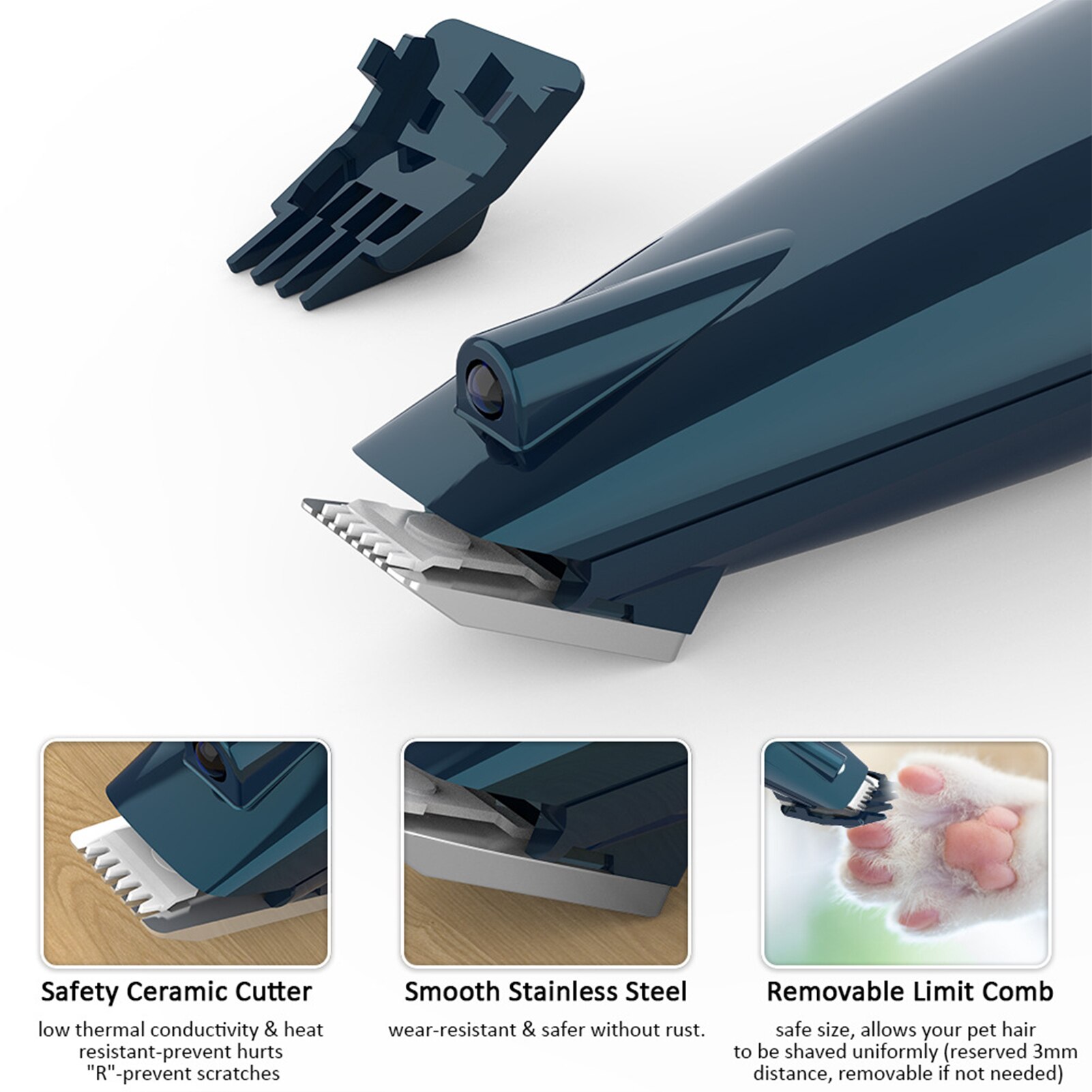 Recortador de pies para mascotas, cortadora de pelo LED con USB, patas de afeitadora de perro y gato, juego de cortador de pelo, SUMINISTROS DE ASEO para mascotas