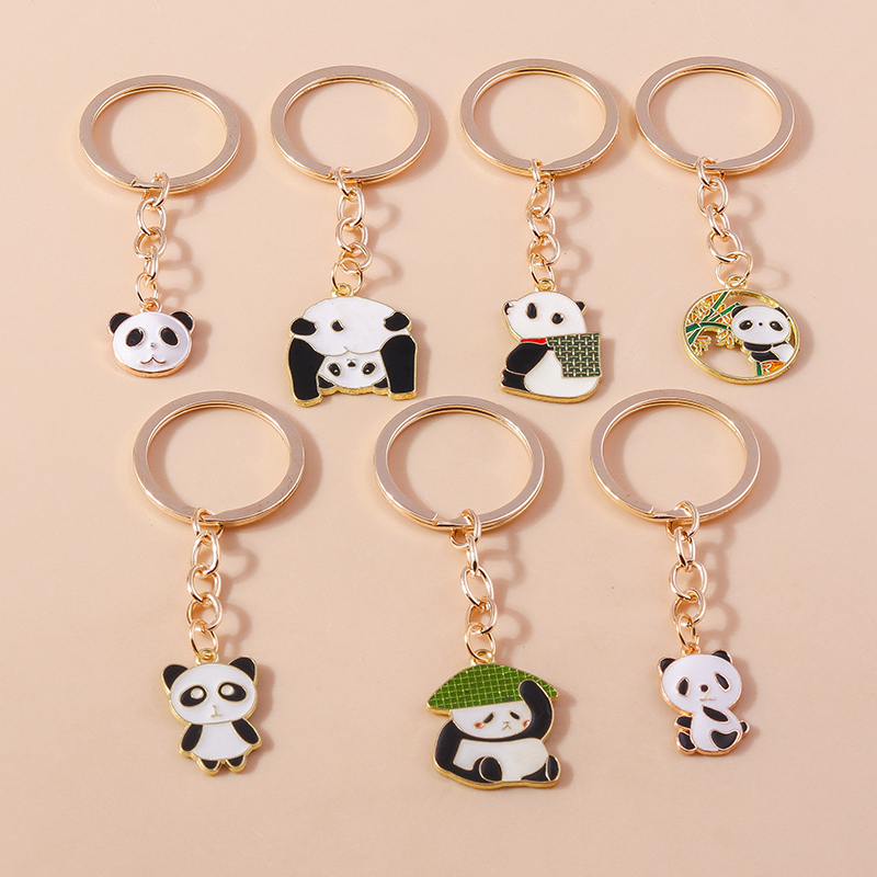 Mooie Email Panda Sleutelhanger Dier Sleutelhanger Voor Mannen Vrouwen Sleutelhanger Handtas Hangers Charme Diy Kid 'S Sieraden