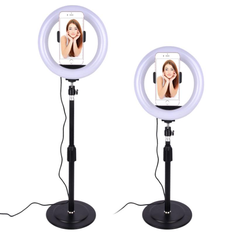 Round LED Fill Light Dimmable Telescopic Stand for Mobile Phone Video Live Selfie Photography