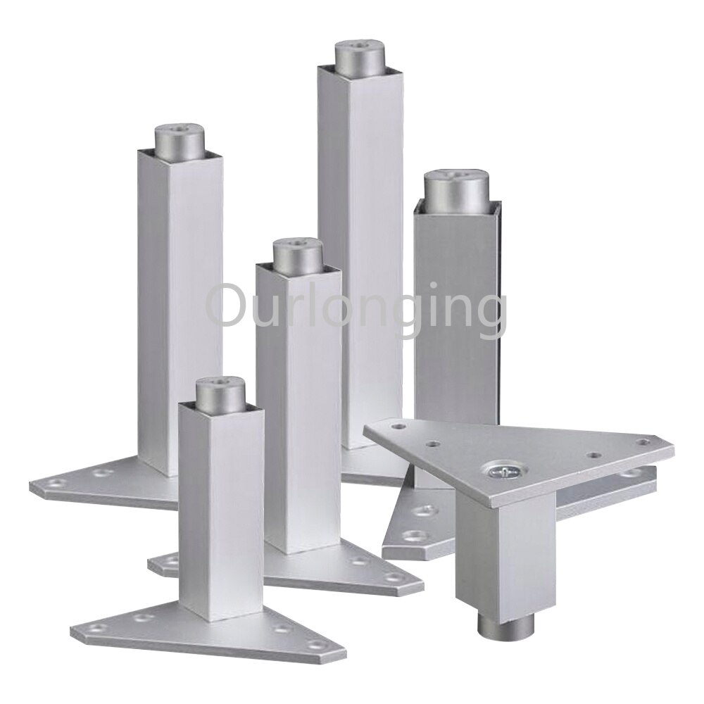 4PCS 200mm Adjustable Silver Aluminum Alloy Triangle Base Furniture Legs Cabinet Sofa Feet