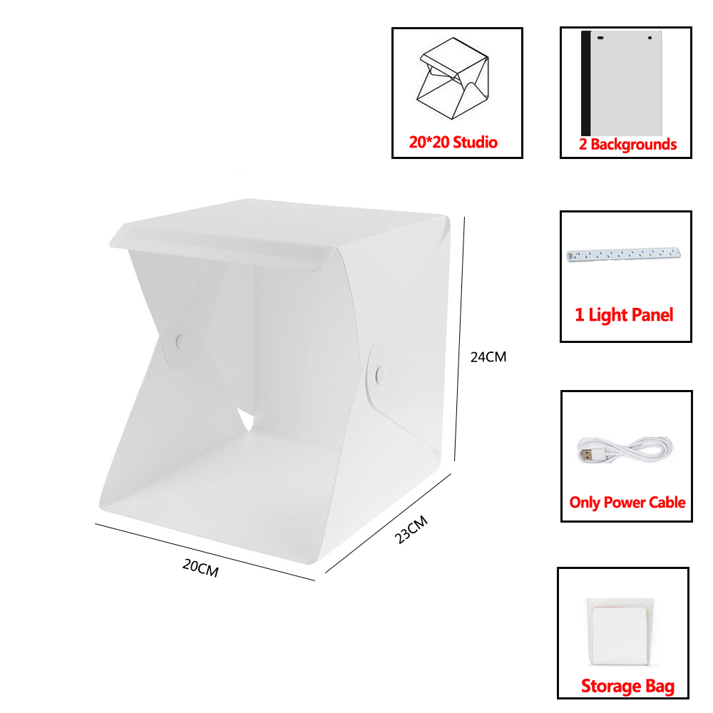 Mini Folding Light box Photography 40 Photo Studio Softbox 2 Panel LED Light Soft Box Photo Background Kit LightBox for Camera: ZY010-2