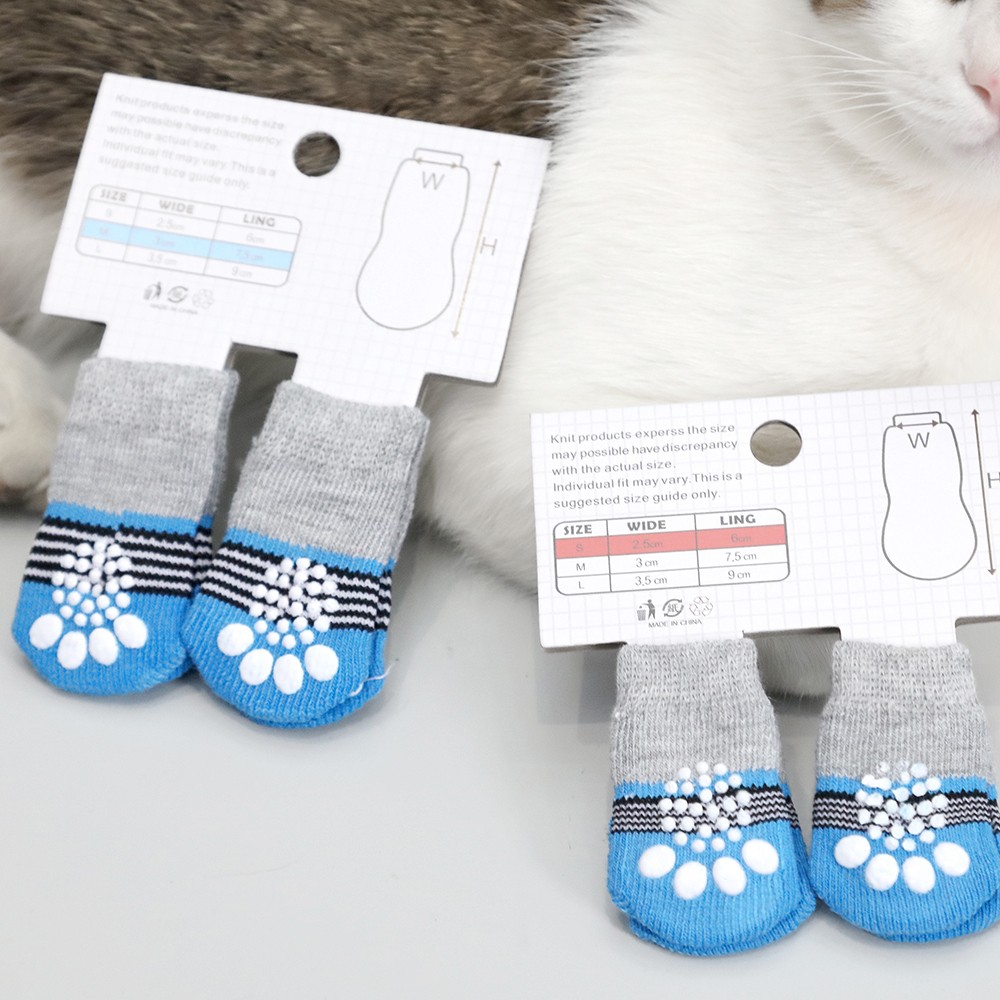 Anti-Slip Gebreide Sokken Hond Sokken Kleine Honden Kat Schoenen Dikke Warme Poot Protector Hond Sokken Schnauzer Booties accessoires