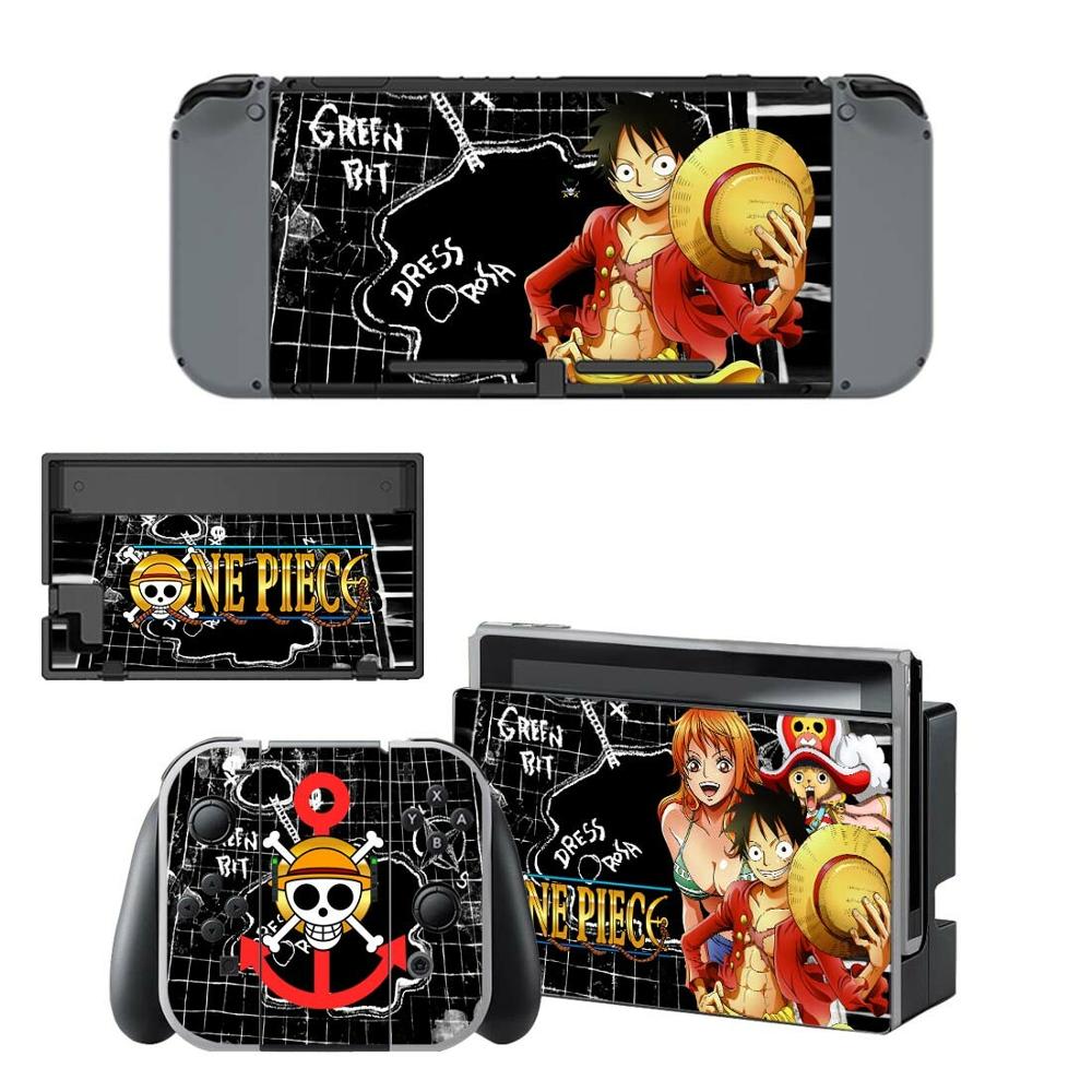 Conmutador Nintendo una piel pieza Luffy Nintend interruptor adhesivo pegatinas para la consola Nintendo Switch Joy-con base con tomas de control pieles: YSNS0690