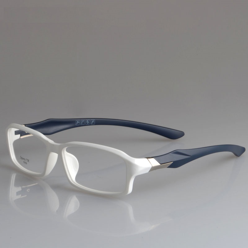 Vazrobe Sport Mens Brille Rahmen Männlichen TR90 Brillen Rahmen Frauen Ultra Licht Rezept Brille Myopie Dioptrien Optische: white and blue