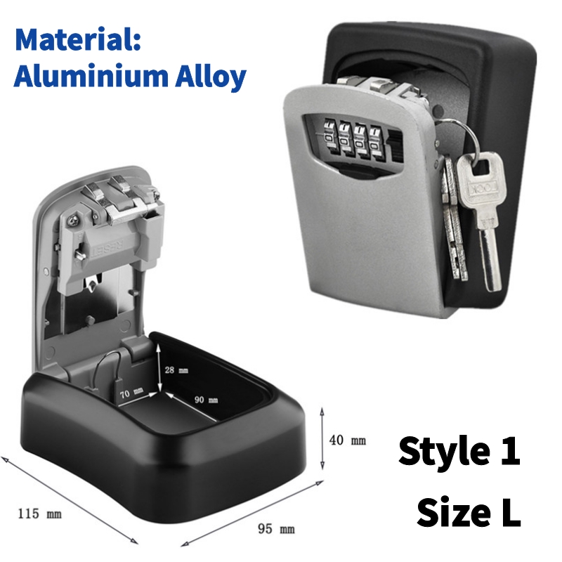 Wall Mounted Metal Alloy Key Lock Box Key Safe Box Weatherproof 4 Digit Combination Key Storage Security Lock Box Indoor Outdoor: PURPLE
