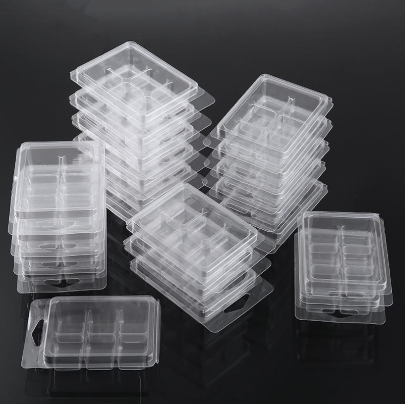 20 Stks/set Clear Pet Wax Melt Mallen 6 Mobiele Plastic Clamshell Verpakking Mallen Containers Voor Wax Zeep Melt Blokjes Maken smaakloos