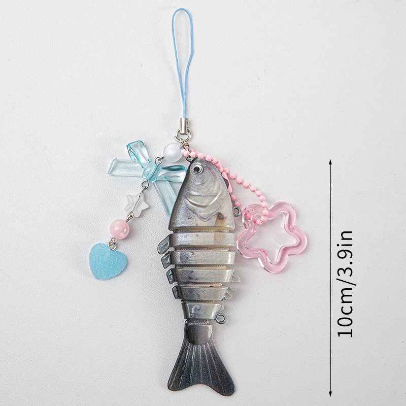 Porte-clés poisson mignon pour amoureux de la pêche, porte-clés de pêcheur, pendentif de sac de poisson, jolis bijoux pour Fans, de pêcheur: GRIS