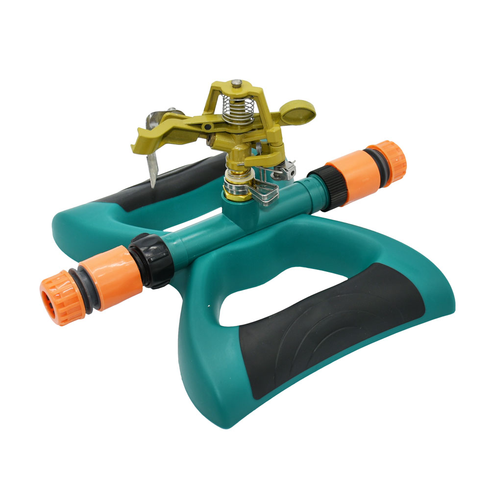 Aspersores rotativos de Metal para césped y jardín, rociador automático de 360 grados para granja, agua de riego con soporte de boquilla