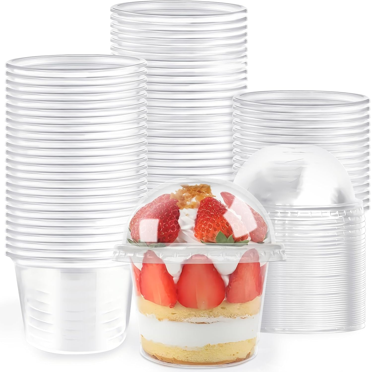 8OZ Einweg-Kunststoffbecher mit Kuppel, transparen... – Grandado