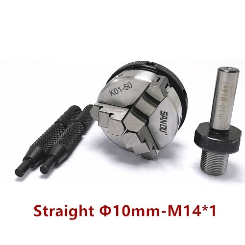 Sanou K01-50 chuck 50mm 2" LATHE Chuck three Jaw Manual mini Self-Centering Chuck Connecting rod Connector for CNC M14 adapter: K01-50 10mm straight